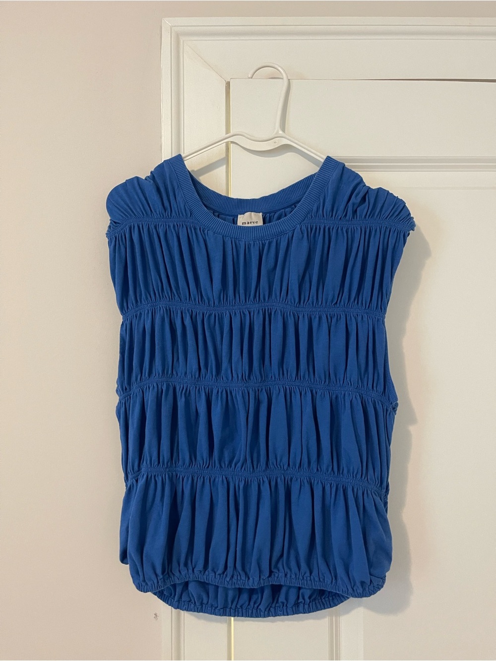 Maeve Anthropologie Royal Blue Ruched Top